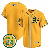 Men's Oakland Athletics Blank Yellow 2024 Limited With Rickey Henderson Patch Stitched Jersey Dzhi,baseball caps,new era cap wholesale,wholesale hats